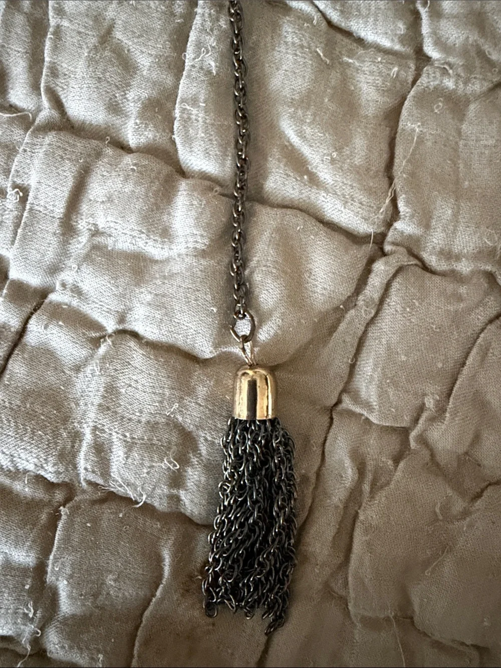 Delicate  necklace by Express Silver-Tone Layered tassels black crystal chain